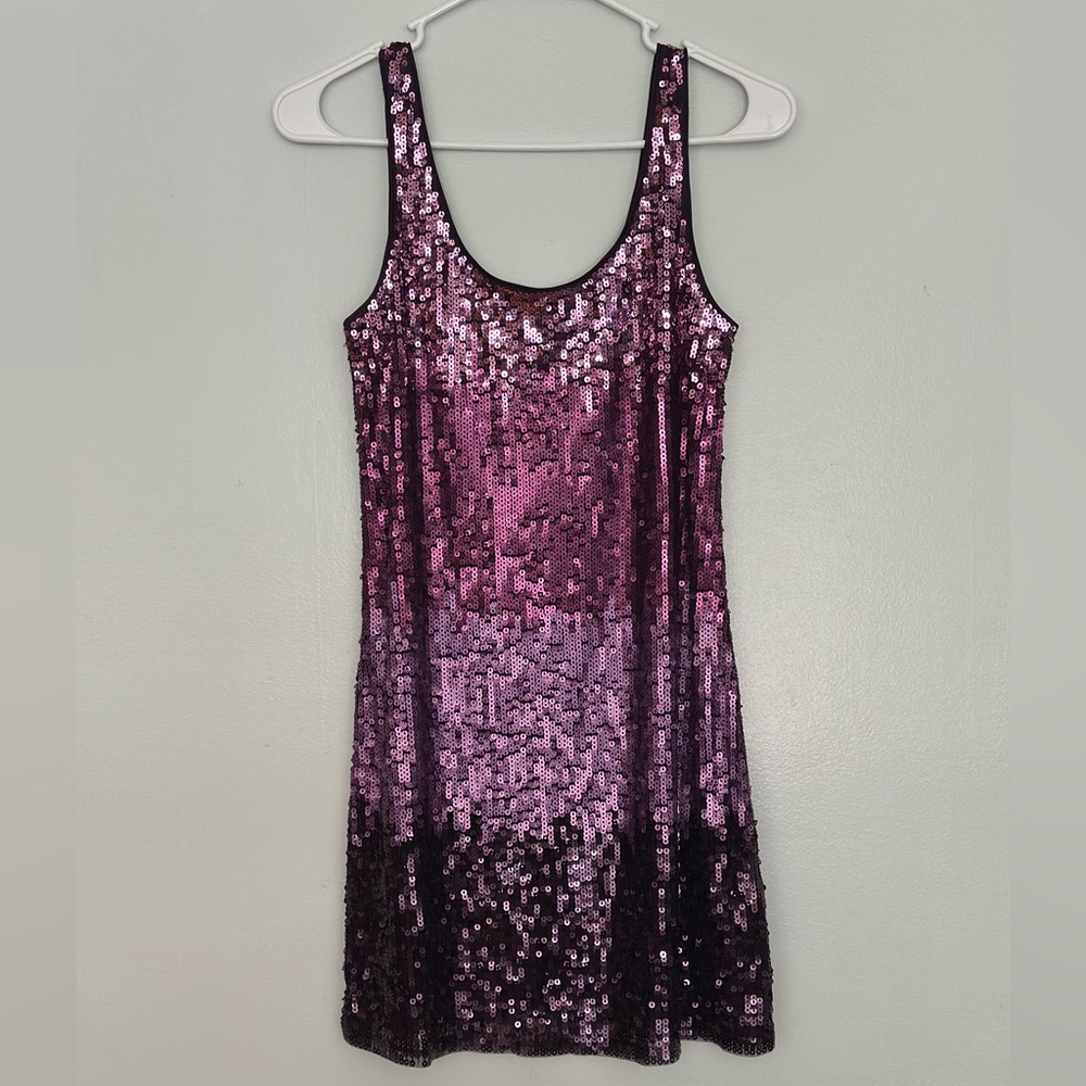 Express Purple Ombre Sequin Mini Dress
